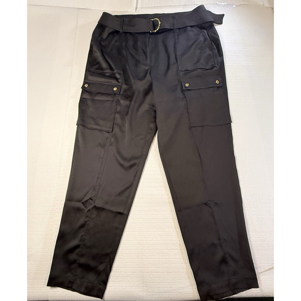 WHBM Black Belted Utility Trousers Womens 14 Chic Travel Resort NWT‎ Elevated
